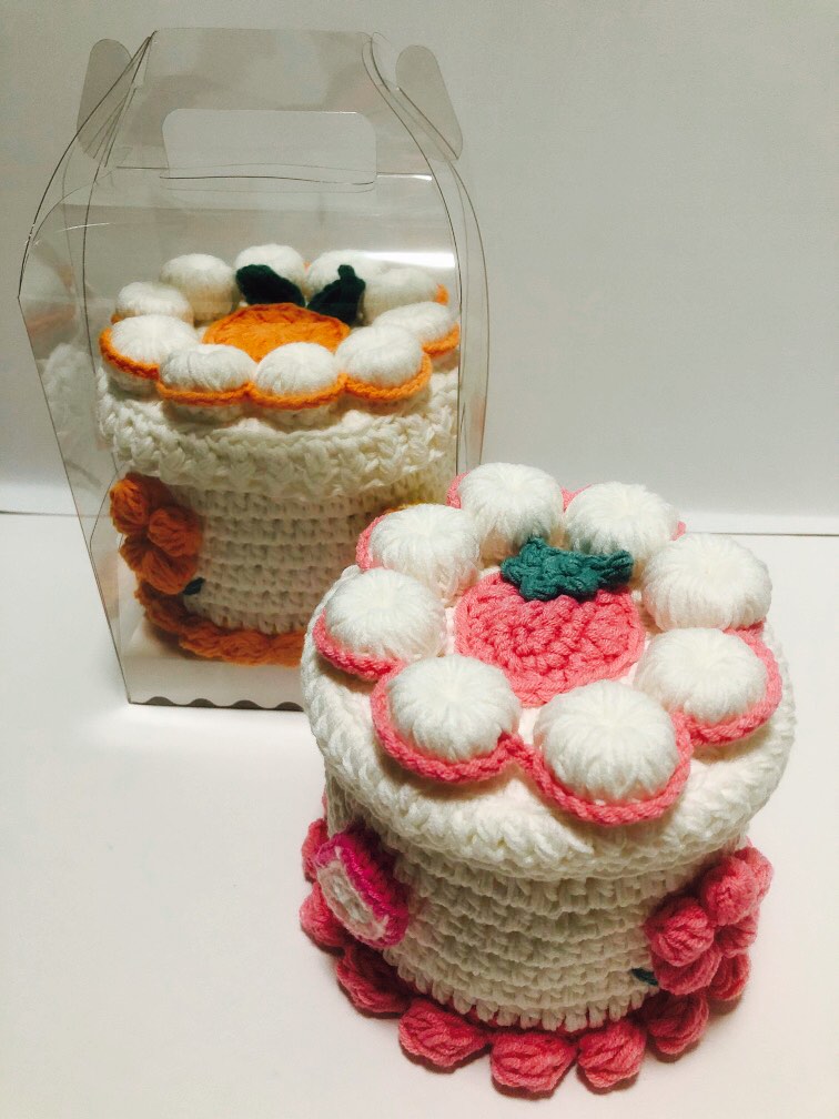 Handcrafted crochet fruit cake storage box, Hobbies & Toys, Stationery