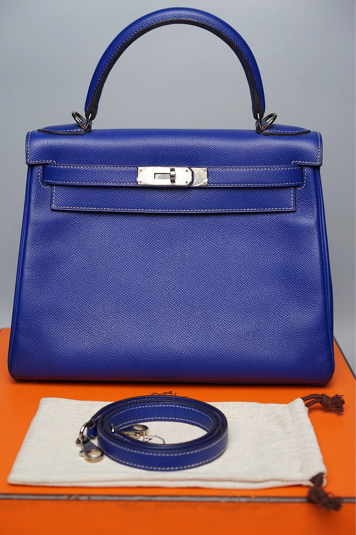 Hermes Blue Thalassa Epsom Constance Elan 25cm with Palladium