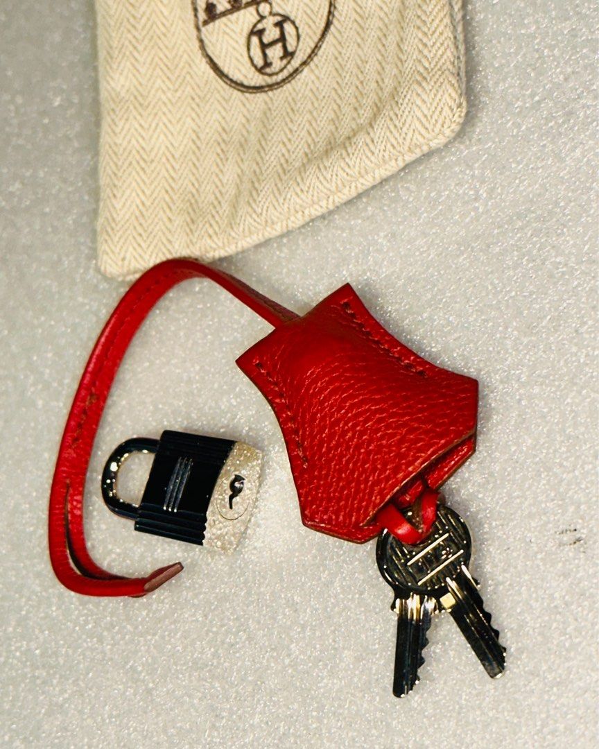 Hermes Red Togo Clochette Palladium Lock Keys set Luxury Accessories on Carousell