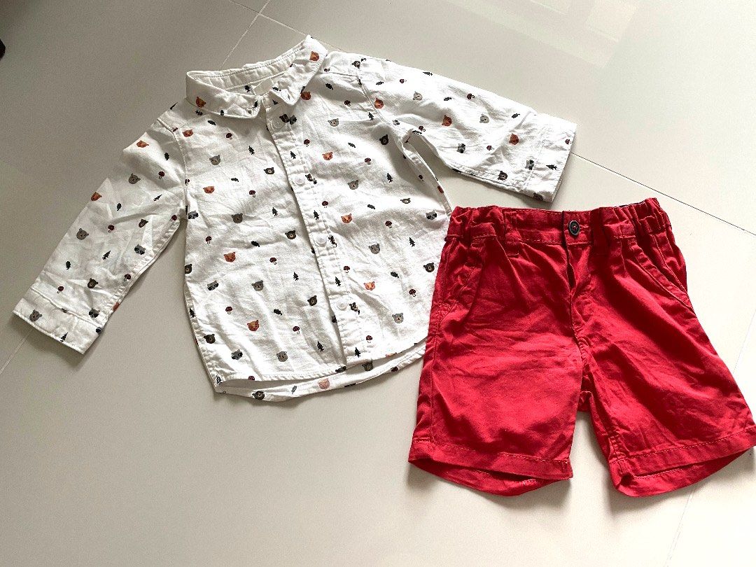 H M boy baby Toddler CNY Red boot shirt pants Babies Kids