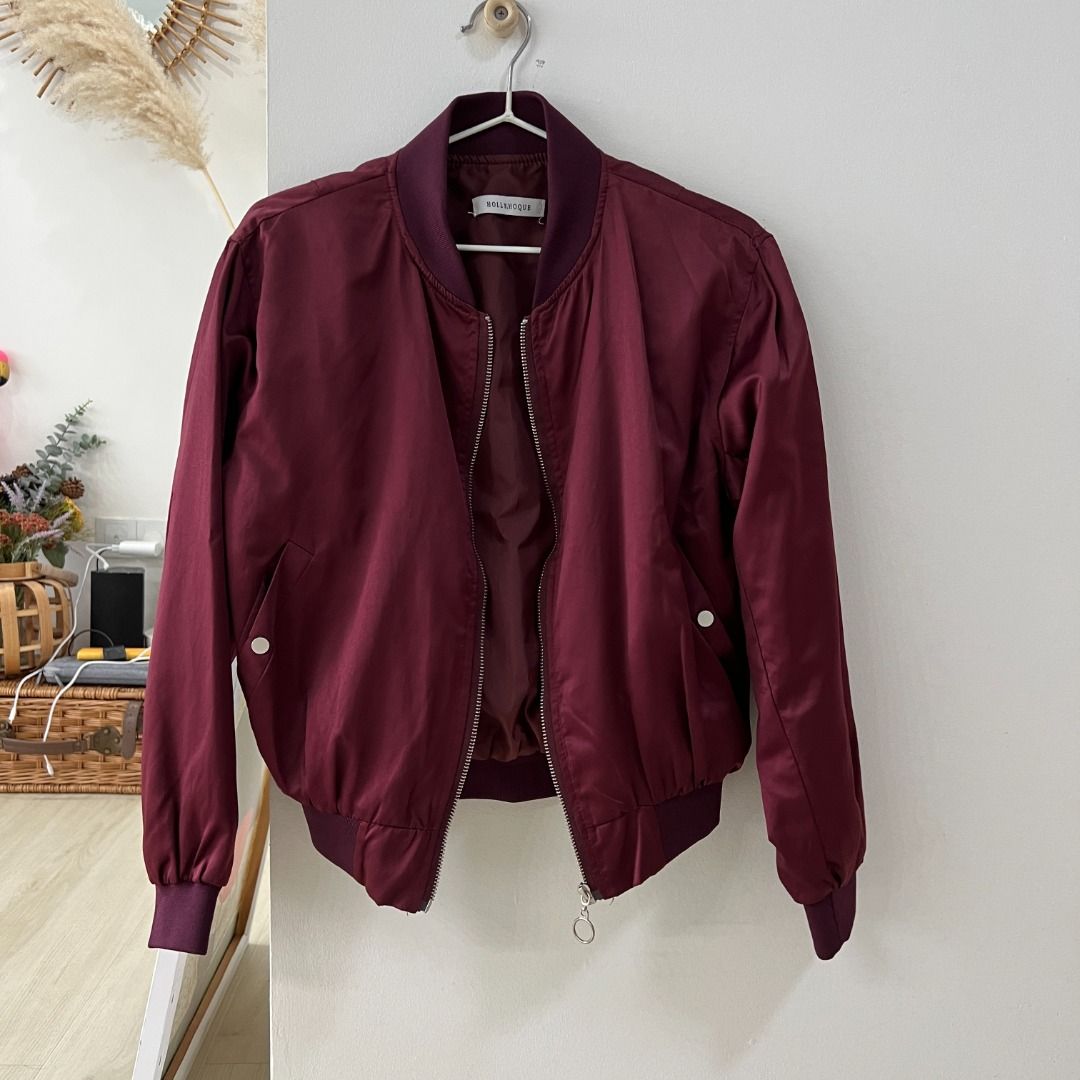 Wine red bomber sale jacket