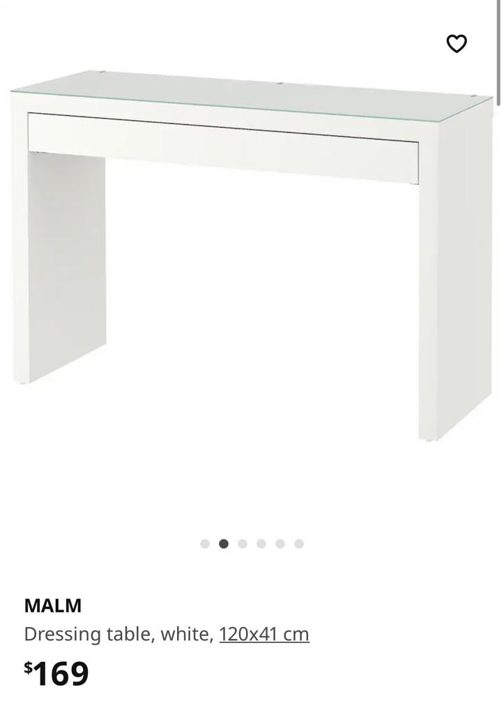 IKEA Malm Dressing Table with Glass Top, Furniture & Home Living
