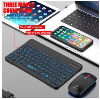 Inplay Wireless Bluetooth Keyboard and Mouse Combo 7 Color Backlit For ...