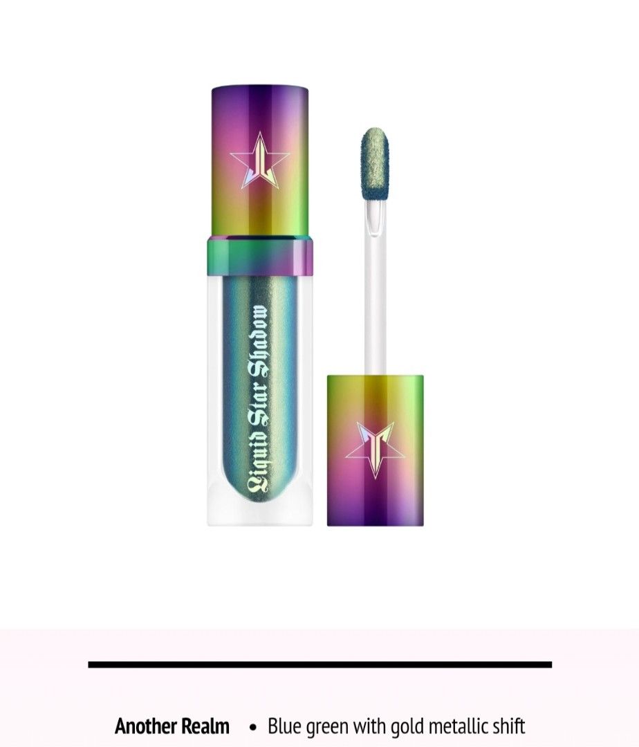 Jeffree Star Cosmetics Liquid Star Eyeshadow (Category: Makeup) located in Dasmarinas. Submitted by raeraechan11 (Listing ID 1256181128, Image 1). Description: Liquid Star Eyeshadow Another realm (blue green with gold metallic shift) Authentic Shipping c/o buyer Pm for inquiries.