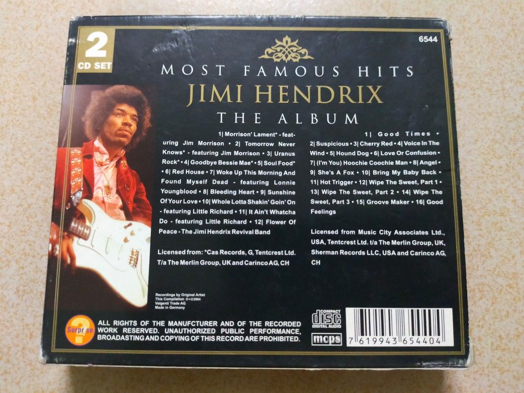 Jimmy Hendrix Most famous hits 2CD, Hobbies & Toys, Music & Media