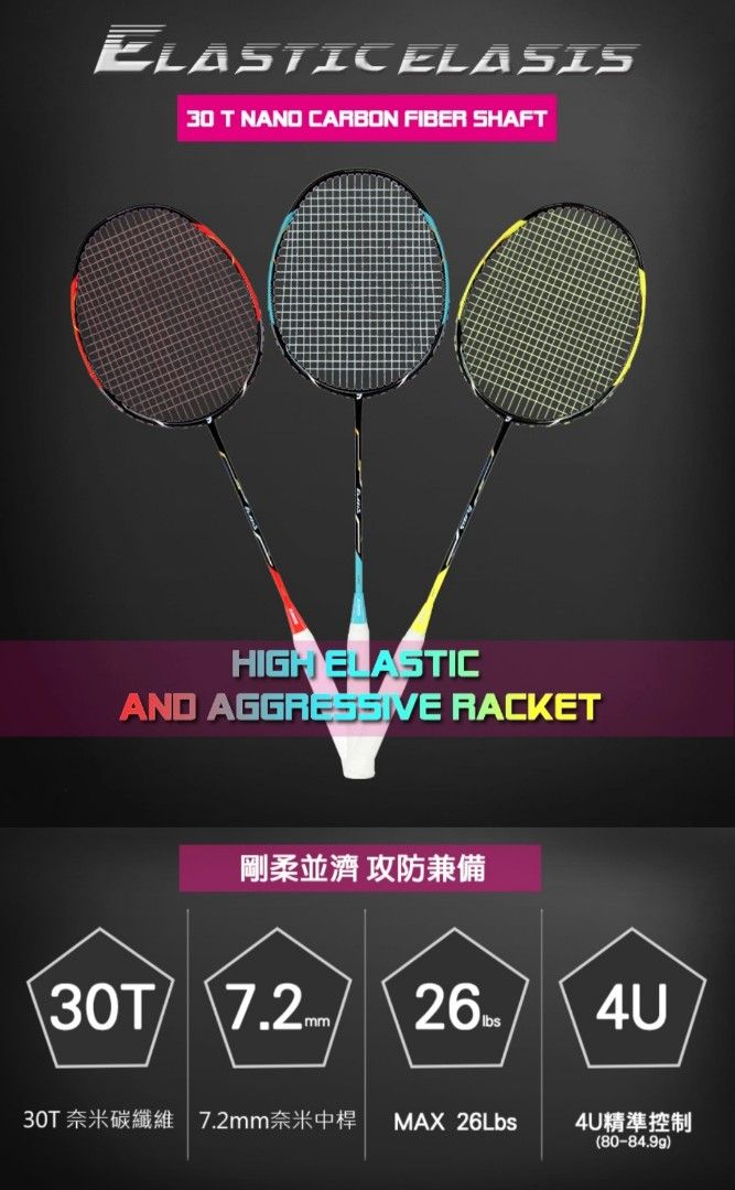 JNICE Badminton Racket 4U, Sports Equipment, Sports & Games, Racket ...