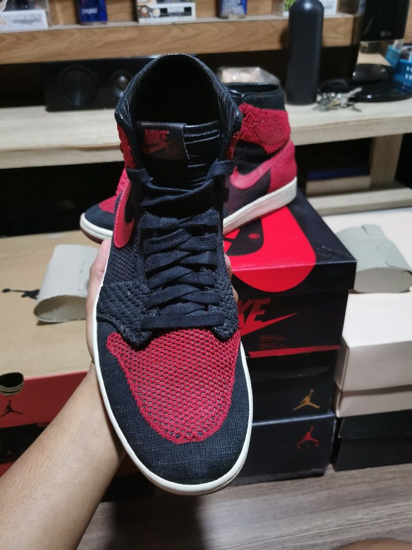 Jordan 1 bred flyknit on feet cheap