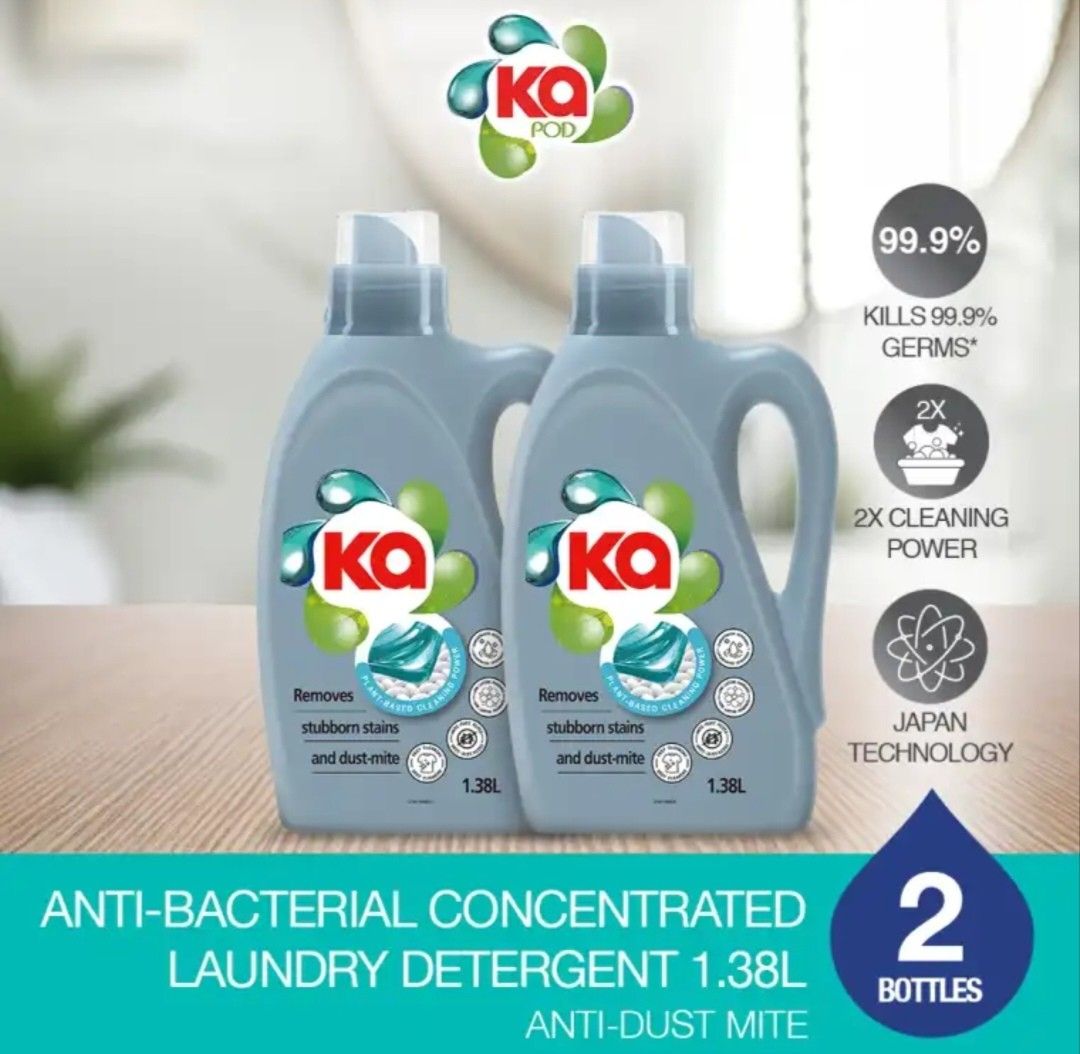 Ka Antibacterial Concentrated Liquid Detergent x 2 Bottles (1.38L / 1
