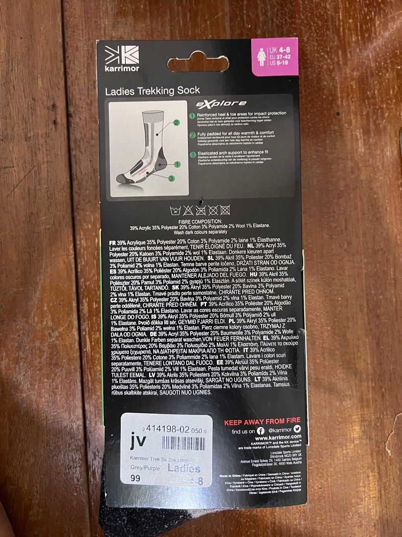 Karrimor Ladies Trekking Socks x2 Women s Fashion Activewear on