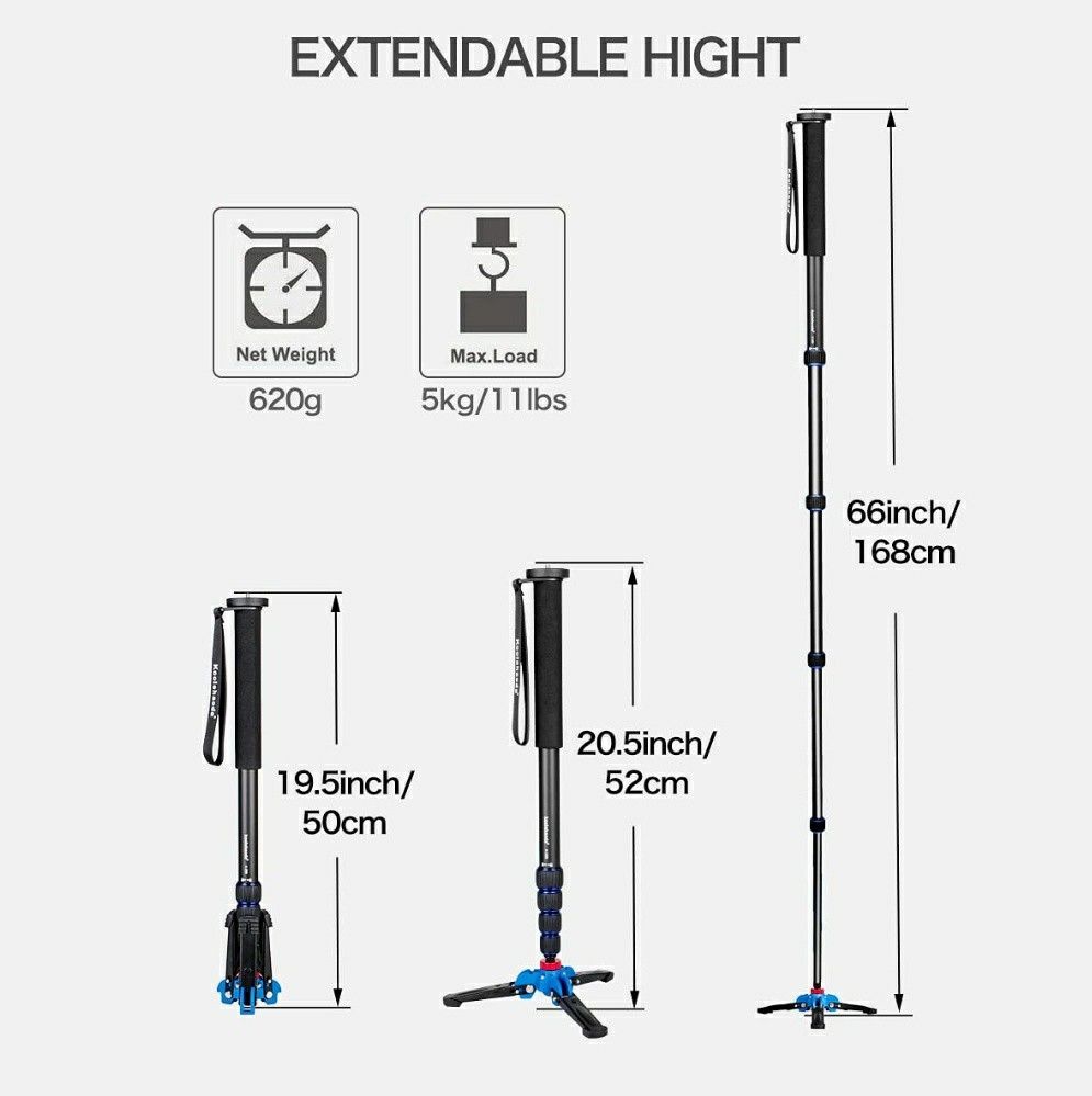 Koolehaoda Professional 65inch Camera Aluminium Monopod with Folding