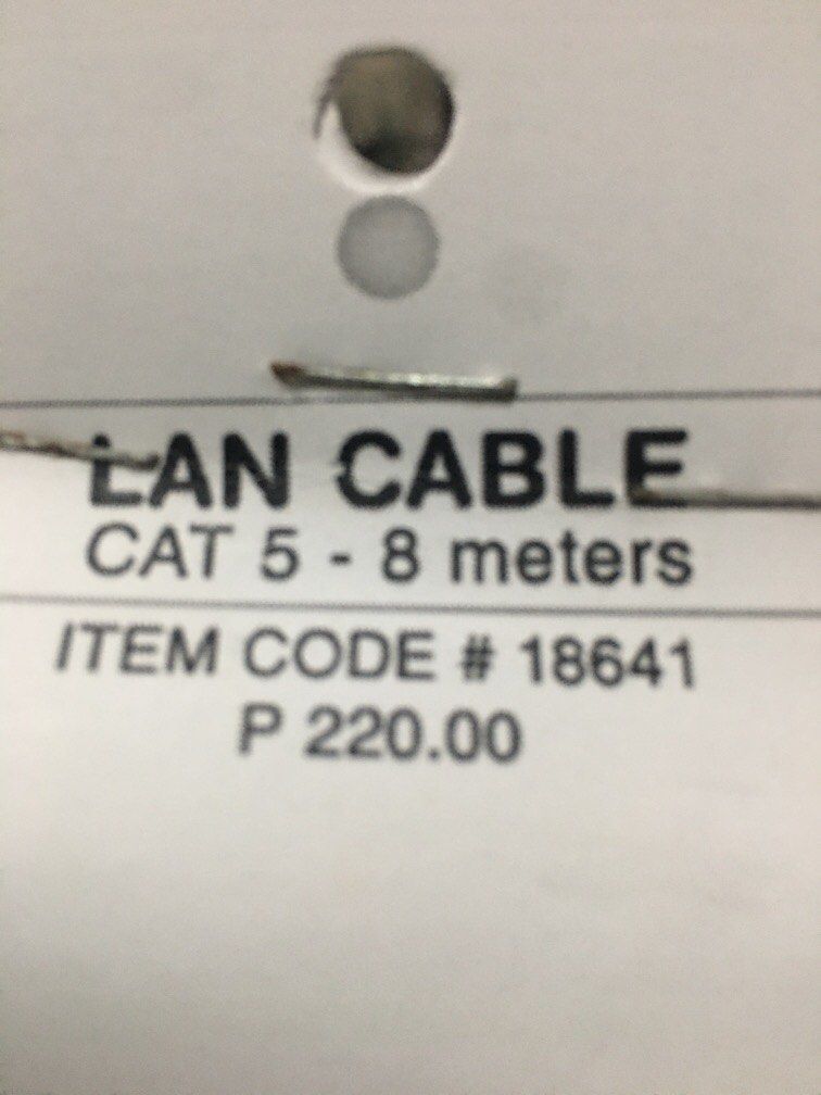 LAN CABLE RED (Category: Computer Parts) located in Las Pinas. Submitted by mcgtrading (Listing ID 1256125720, Image 2). Description: LAN CABLE CAT 5 8meters.