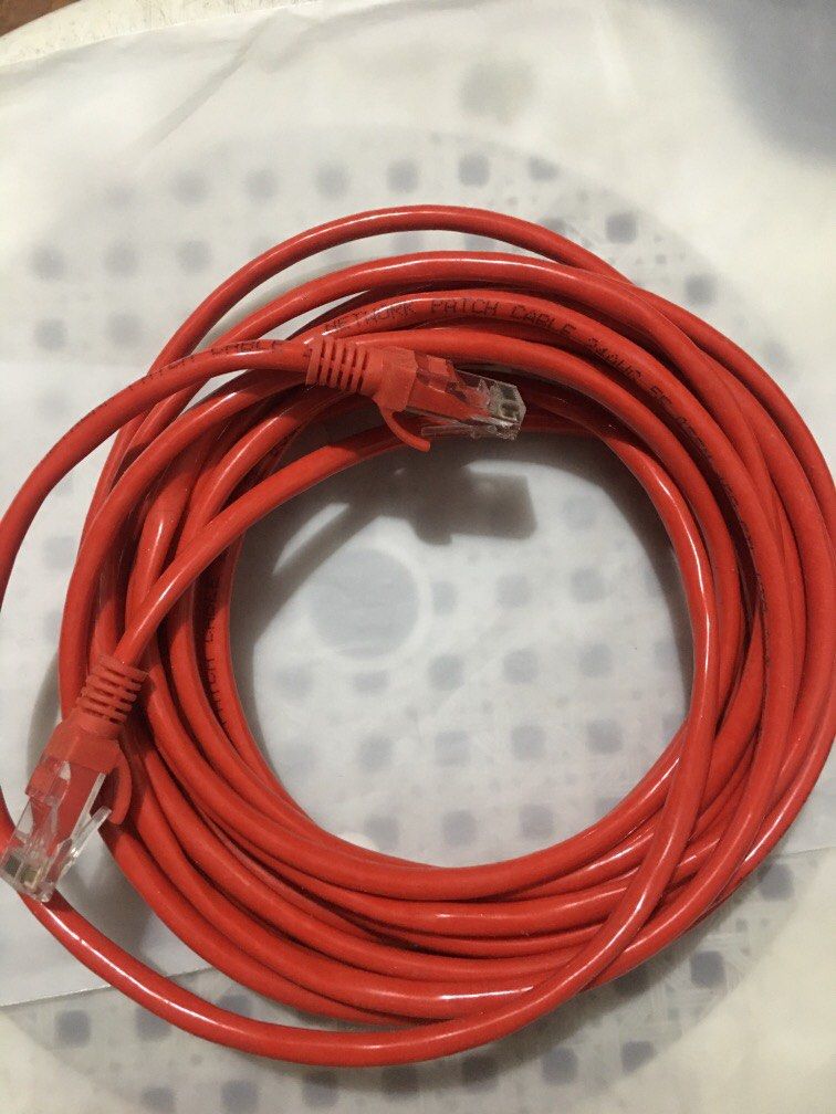 LAN CABLE RED (Category: Computer Parts) located in Las Pinas. Submitted by mcgtrading (Listing ID 1256125720, Image 1). Description: LAN CABLE CAT 5 8meters.