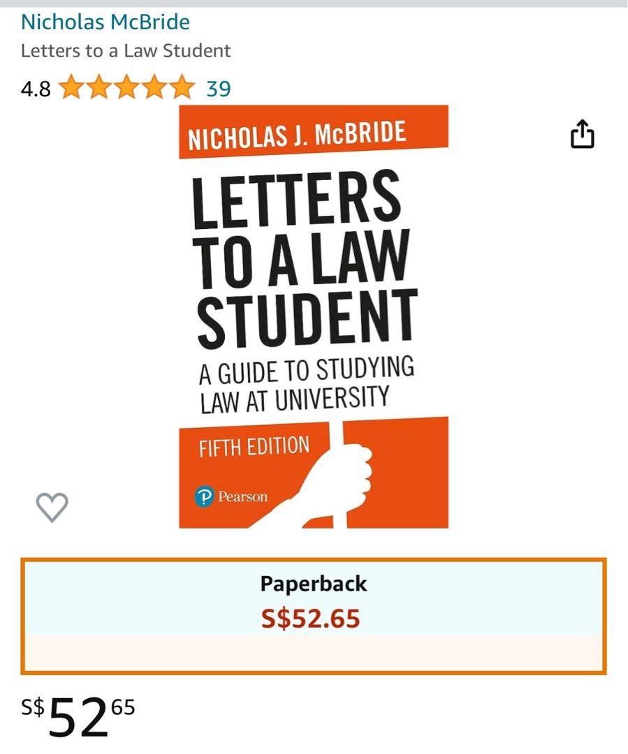 Book Letters to a Law Student, 5th edition, A Guide to Studying Law at