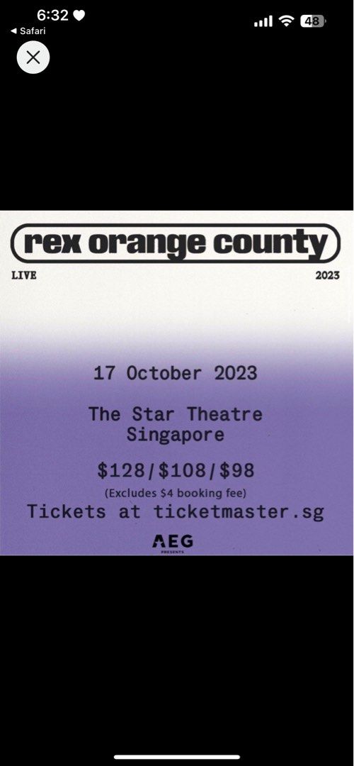 LF REX ORANGE COUNTY TICKETS x2, Tickets & Vouchers, Event Tickets on