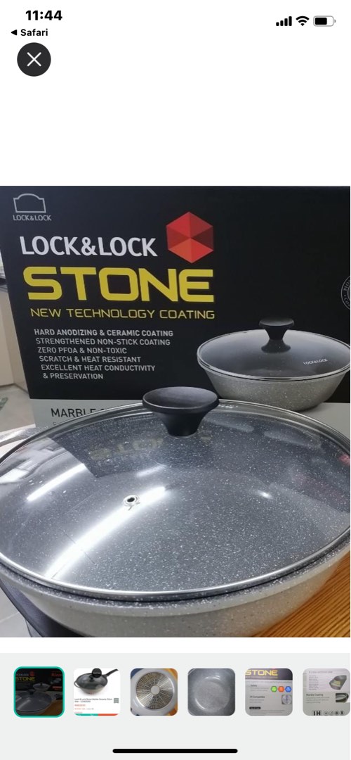 Lock & Lock NonStick 32cm Marble Coating Wok, Furniture & Home Living