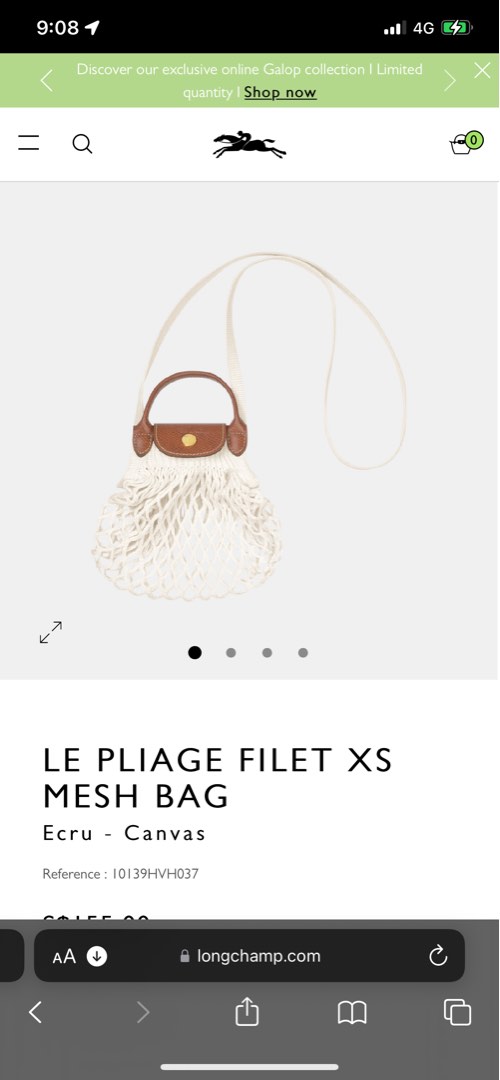 Longchamp Le Pliage Filet Crossbody Bag XS Ecru 10139HVH037