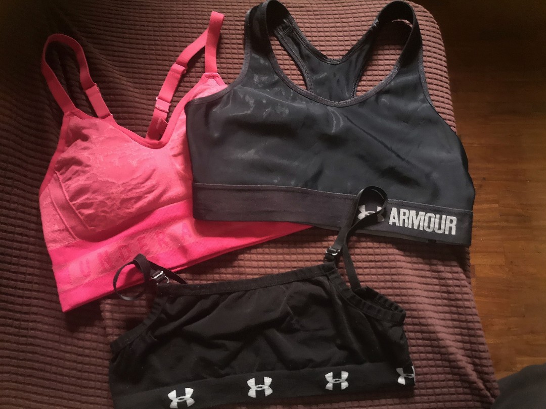 Lot of 3 Under Armour black pink gym sports bra, Women's Fashion,  Activewear on Carousell