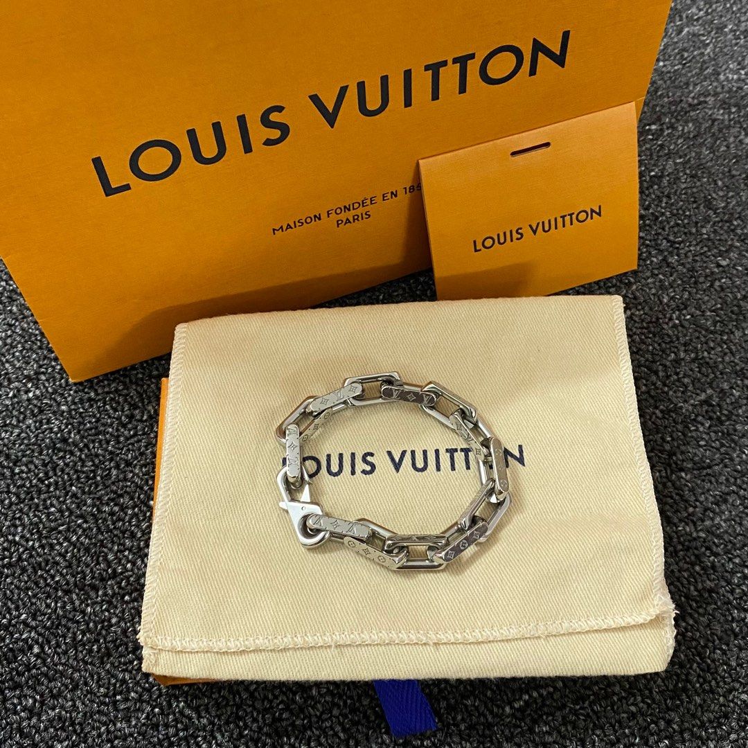 LOUIS VUITTON Monogram Chain Bracelet Mens Size