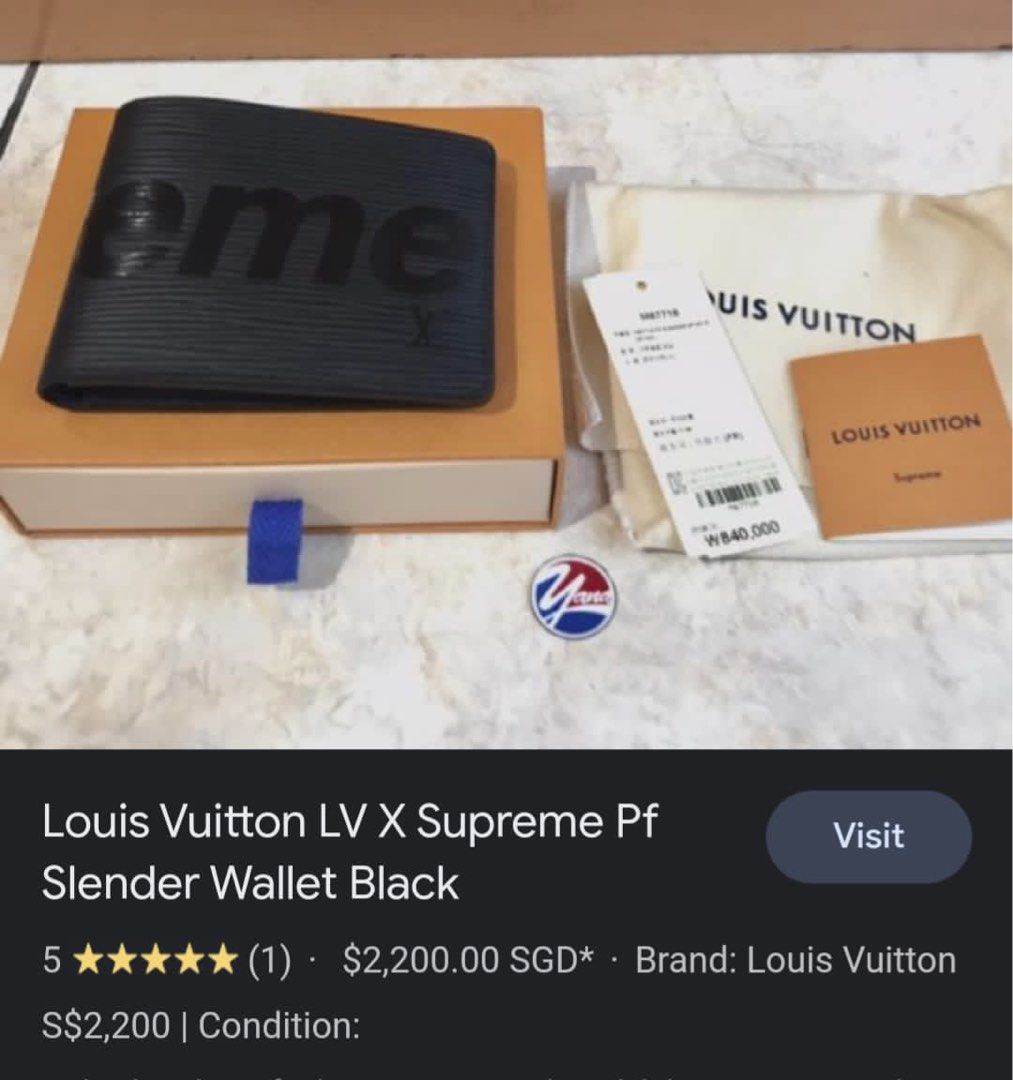 Louis Vuitton Lv X Supreme Slender Wallet Black