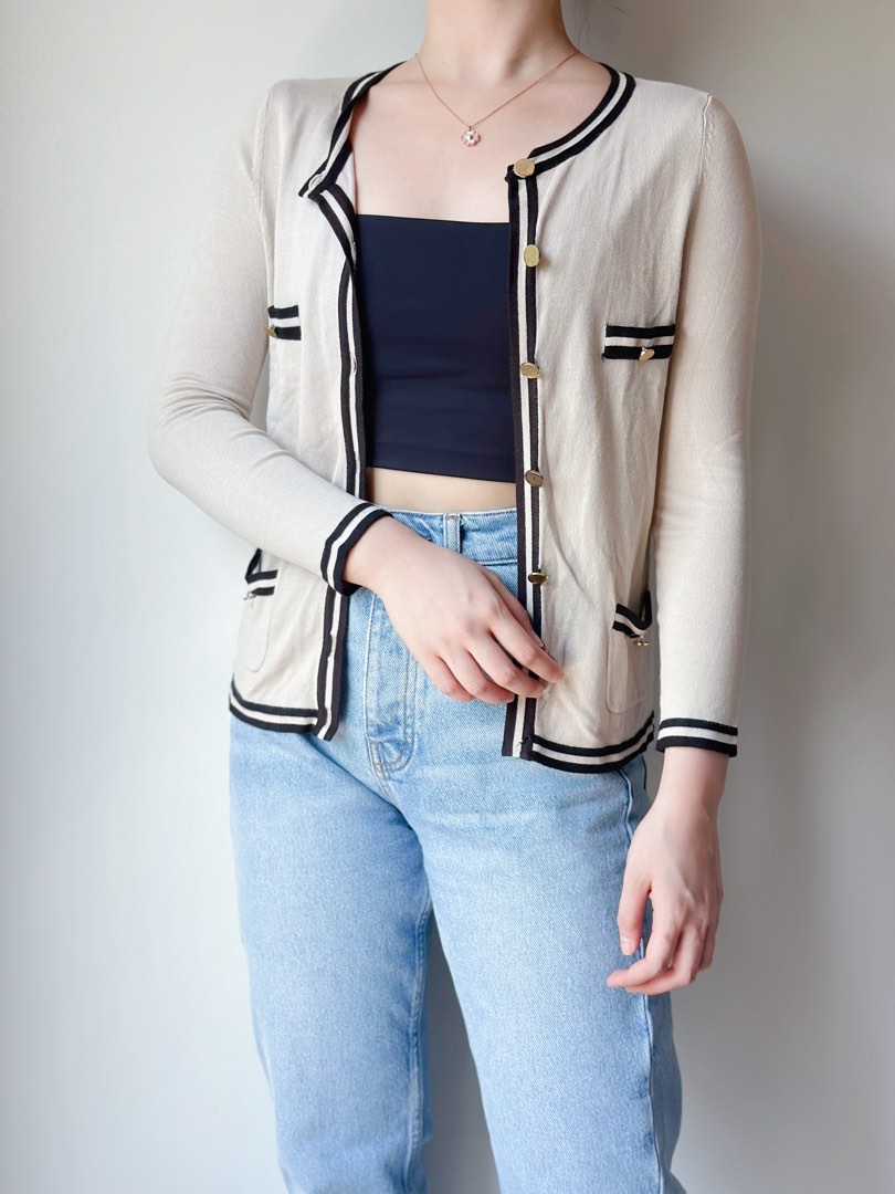 Mango Cream Cardigan Women s Fashion Tops Longsleeves on Carousell