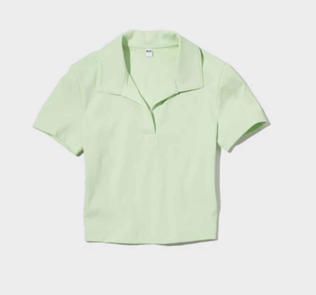 MINT and WHITE] UNQILO Cropped Skipper Short Sleeve Polo Shirt