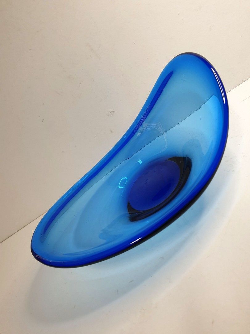 Murano Ocean Blue glass swirl design tray plate vase pottery art ...