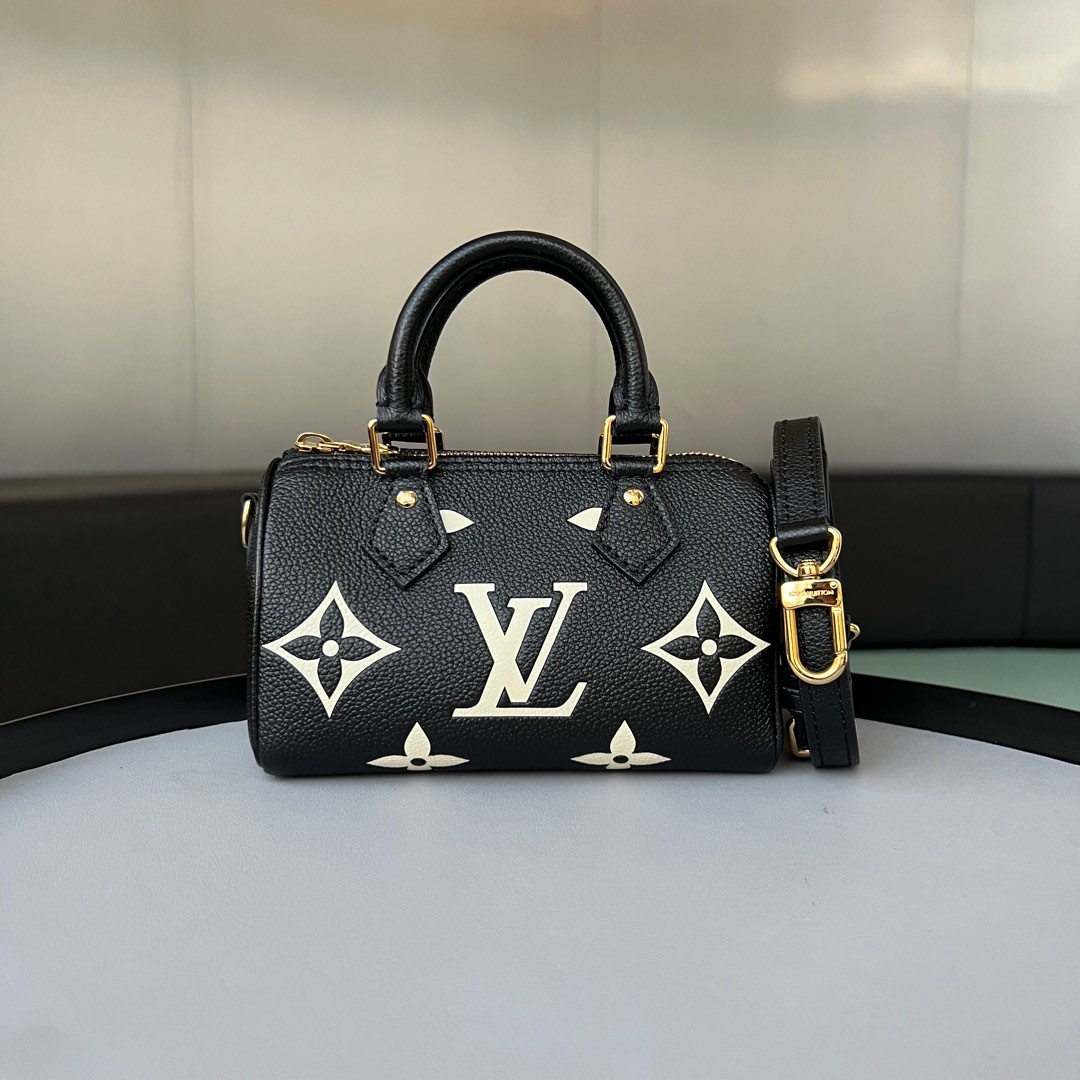 LV x YK Nano Speedy Monogram Empreinte Leather Shoulder Bag