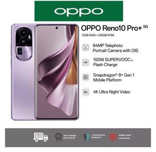 [NEW-ARRIVAL] OPPO Reno10 Pro+ 5G | 12GB RAM + 256GB ROM | 64MP Telephoto Portrait Camera | 100W SUPERVOOC Flash Charge