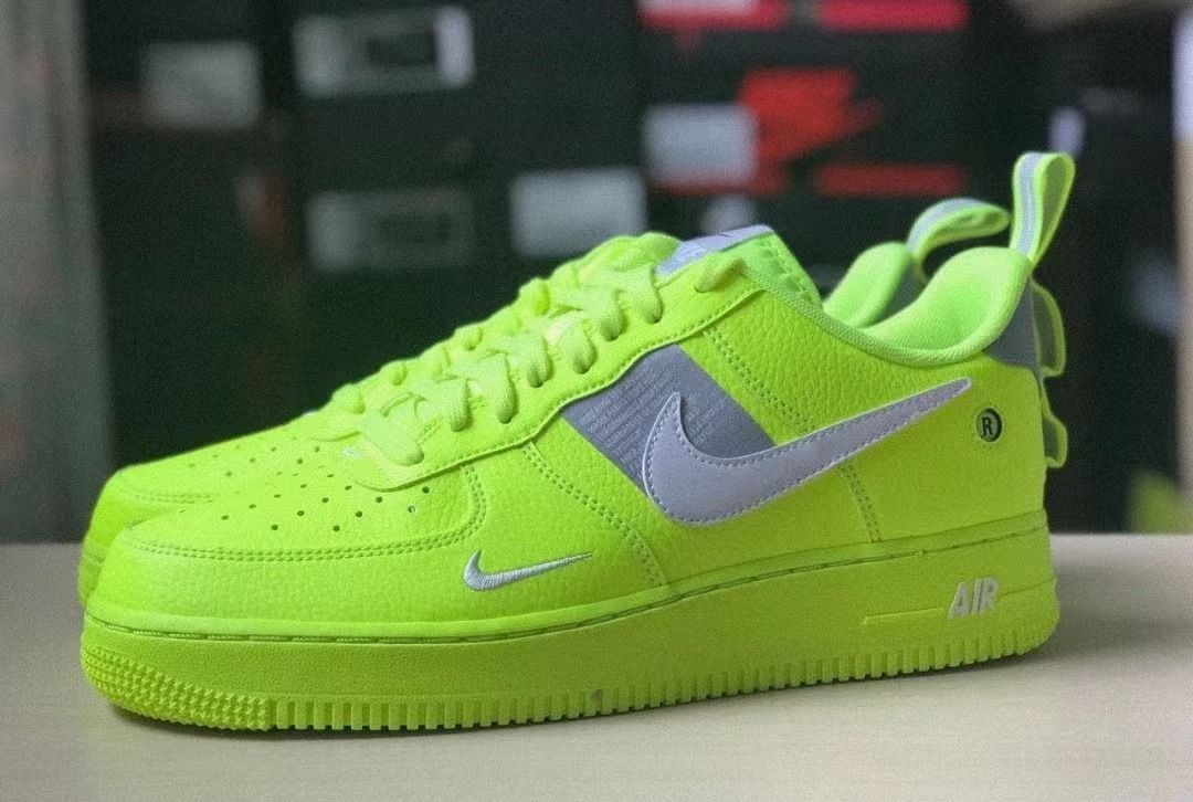 Nike Air Force 1 Low LV8 Utility Volt荔枝皮低幫板鞋GS 熒光綠, 女裝