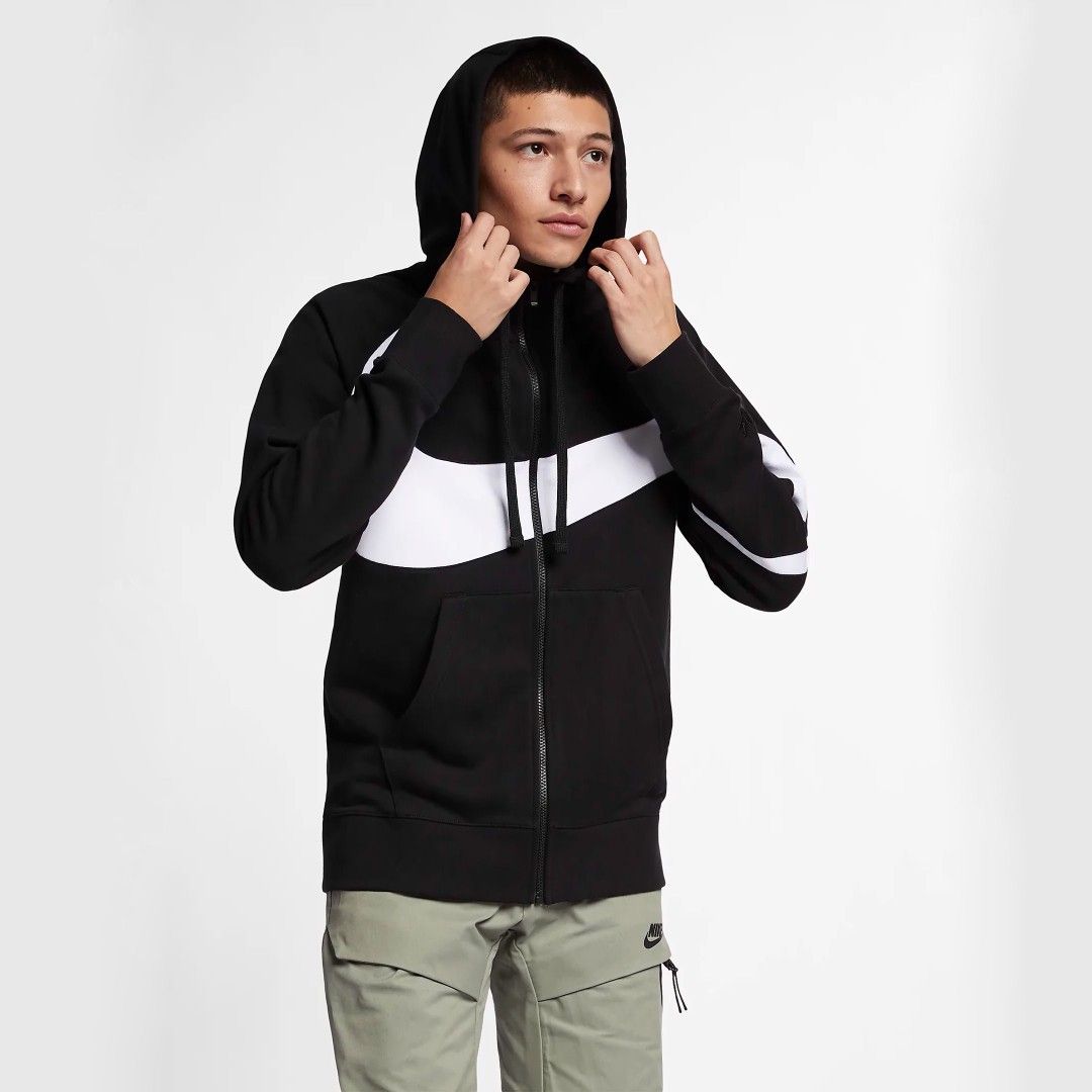 NIKE SPORTSWEAR LARGE SWOOSH FULL ZIP HOODIE BQ6458 010 58 OFF