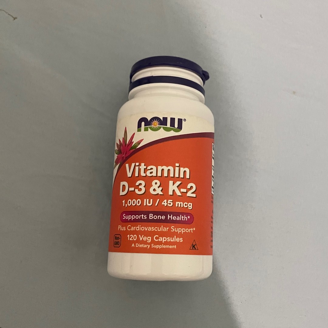 NOW Vitamin D3 K2 1000 45mcg 120 Kapsul, Kesehatan & Kecantikan, Kulit