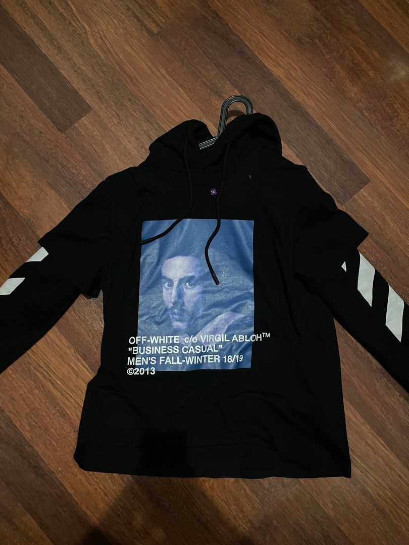 OFF WHITE Diag Bernini Tee Hoodie Original RARE Fesyen Pria