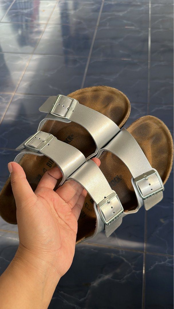 Birkenstock sirocco silver hot sale