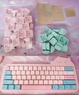 Pastel Pink and Pastel Green BLANK XDA Keycaps for 40-60% Keyboards