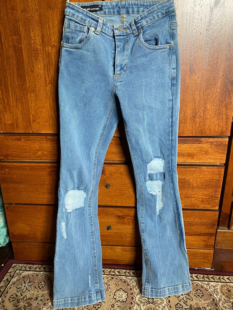 Poplook Bootcut Ripped Jeans Women s Fashion Bottoms Jeans