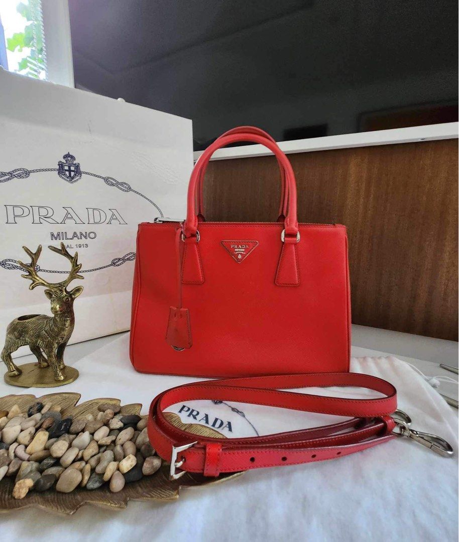 Fiery Red Prada Galleria Saffiano Leather Mini Bag