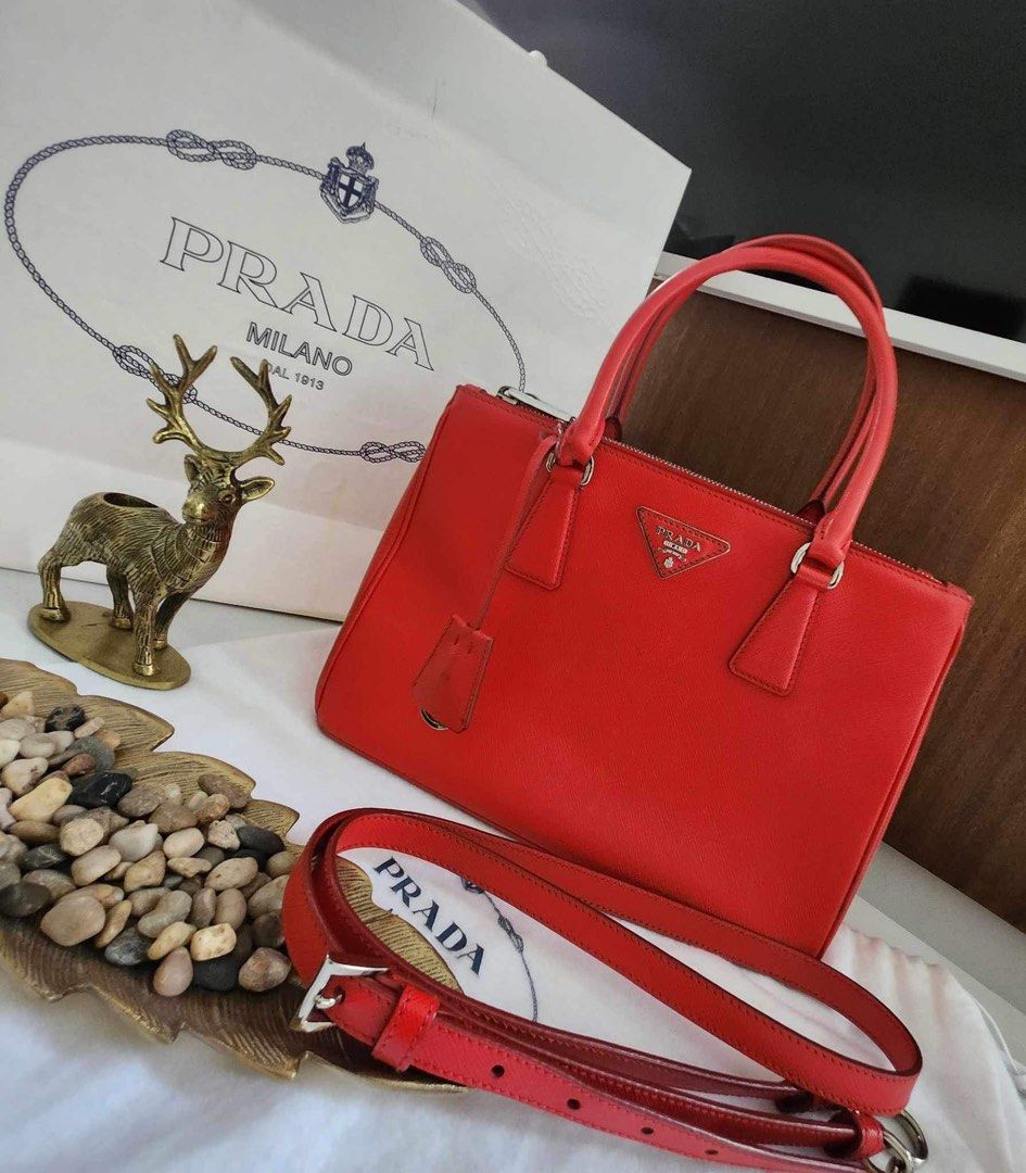 Fiery Red Prada Galleria Saffiano Leather Mini Bag