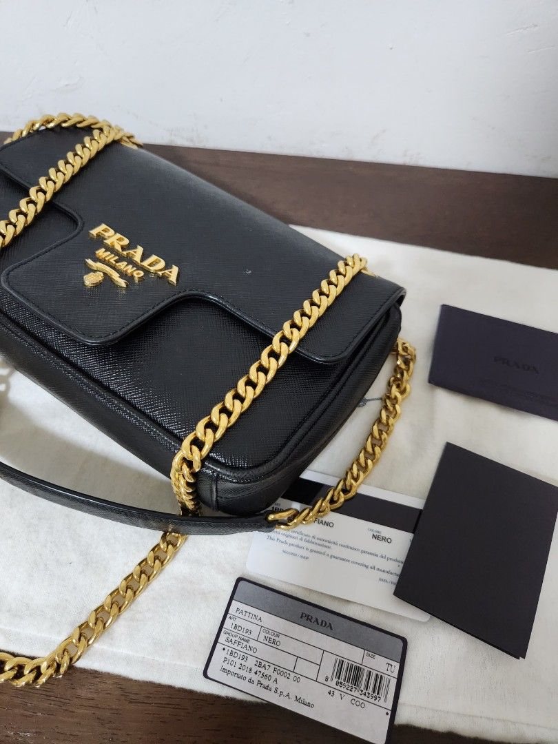 Prada Pattina Shoulder Chain Saffiano Leather Cross Body Bag, Luxury, Bags  & Wallets on Carousell
