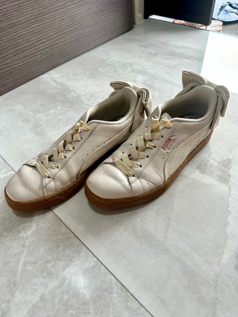 Puma Basket Bow Woven Rose Silver Gray Gum