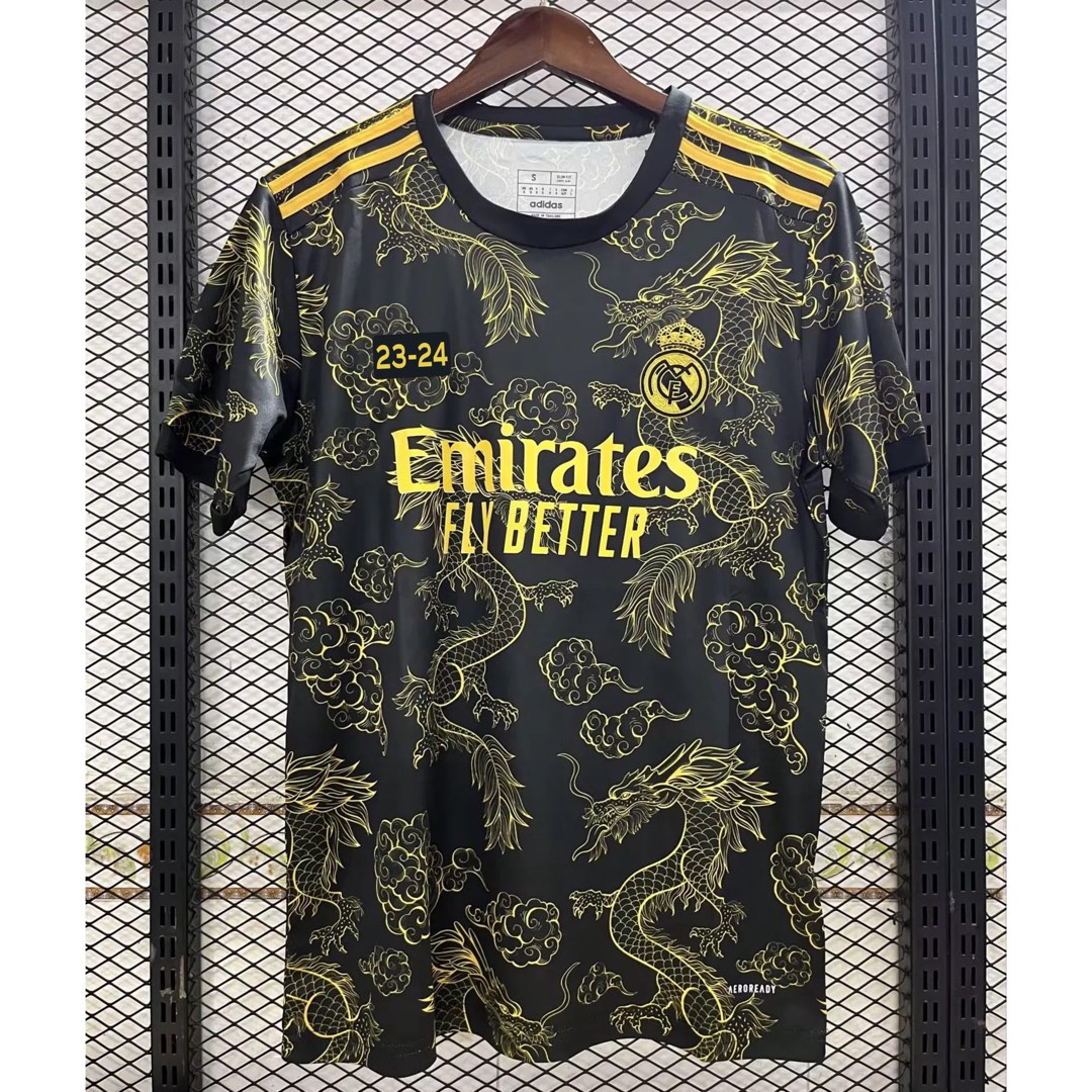 Real Madrid Jersey 23-24 Gold Dragon Football Jersey Soccer Jersey ...