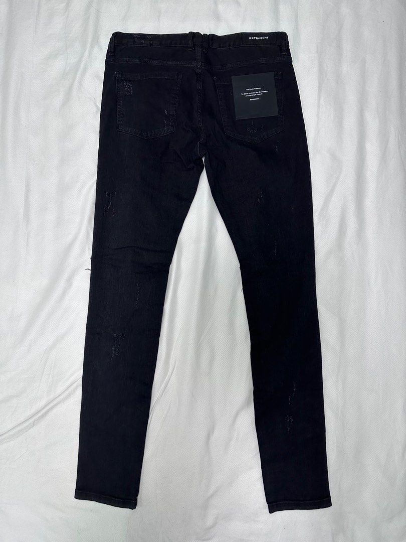 REPRESENT | Black Knee Destroyer Skinny Jeans (Category: Jeans) located in Lapu Lapu. Submitted by nervecloset (Listing ID 1256230614, Image 2). Description: REPRESENT | Black Knee Destroyer Skinny Jeans size 34 on tag..Fits 34-35 Stretchable Fabric Actual measurements shown in photos Brandnew with tag 2850 + sf.