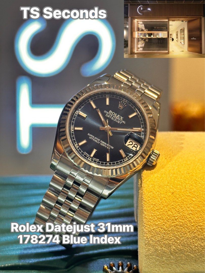 Rolex Datejust 31 178274 2017 used like new Blue Dial index hour