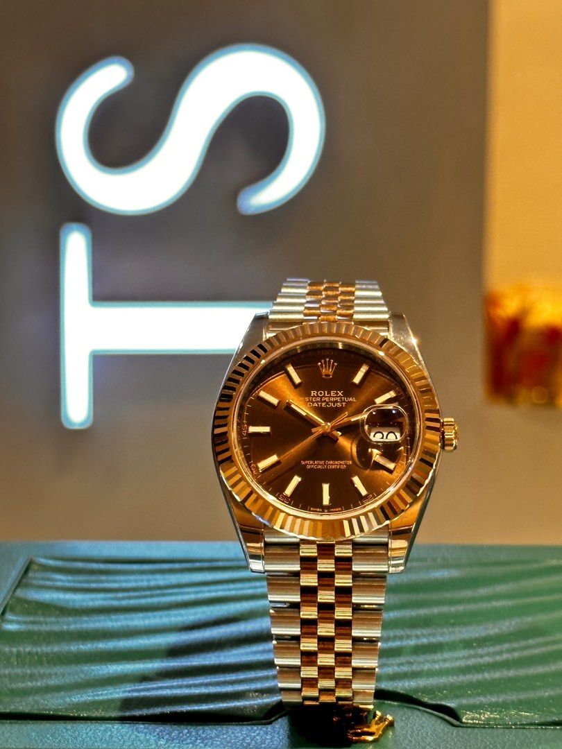 Rolex Datejust 41 126331 half Everose Gold chocolate dial index