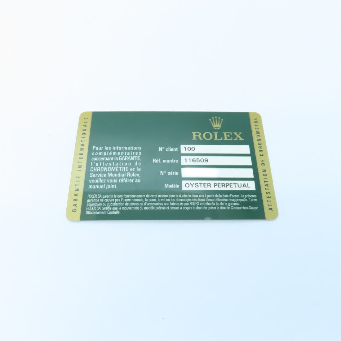 Garanzia best sale rolex card