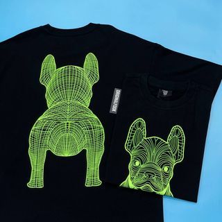 S M L XL | Authentic LifeWork Korea Bulldog Outline Mascot Logo Black Green Tee Life Work