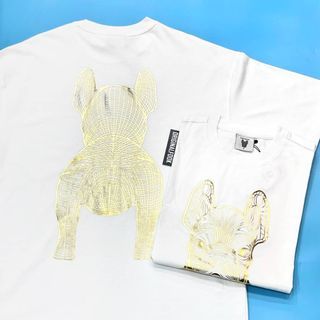 S M L XL | Authentic LifeWork Korea Bulldog White Gold Foil Outline Mascot Logo Tee