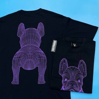 S M L XL | Authentic LifeWork Life Work Korea Bulldog Outline Mascot Logo Tee Black Purple