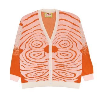 salmon tendon playwithpattero pwp sweater  cardigan kardigan play with pattero knit poly rajut strip garis line white putih orens orange oranye cream krem outerwear luaran atasan top unisex men man woman women oversized