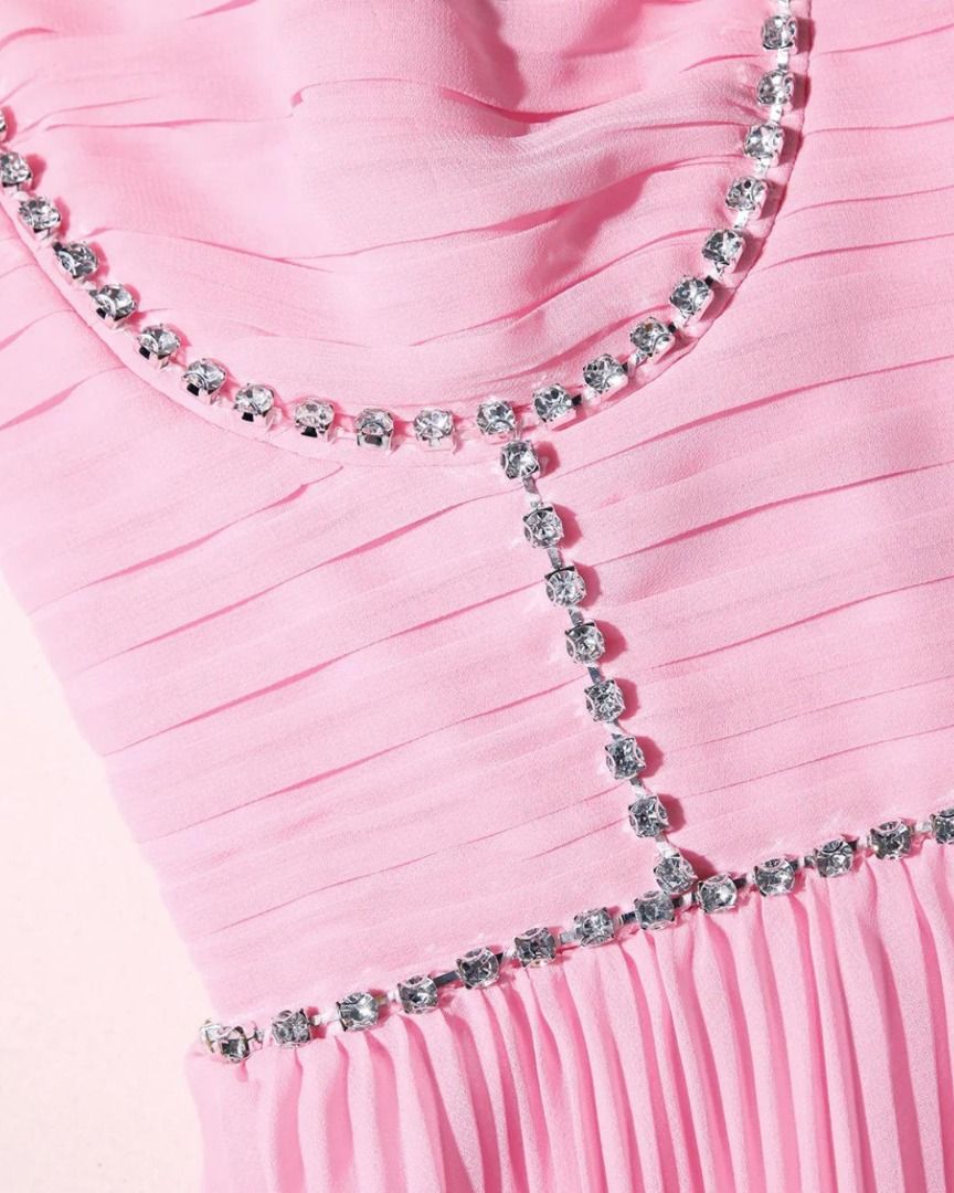 sachin and babi light blue dress Self-Portrait Sequin Bouclé Chiffon Midi Dress in Pink main image 1