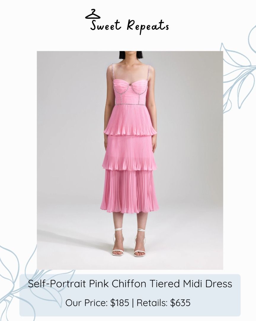 sachin and babi light blue dress Pink Crepe Midi Dress – self-portrait-US